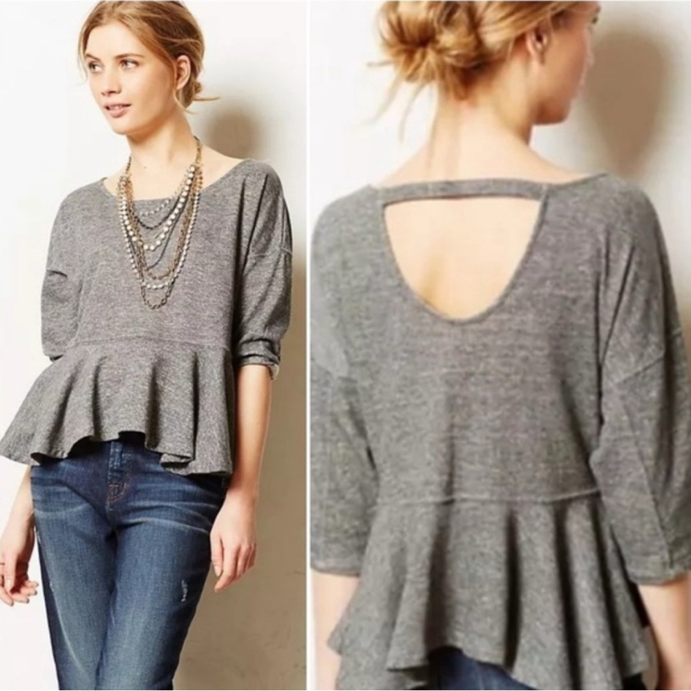 Anthropologie - Saturday Sunday - Gray Peplum Sweatshirt Top - Size M